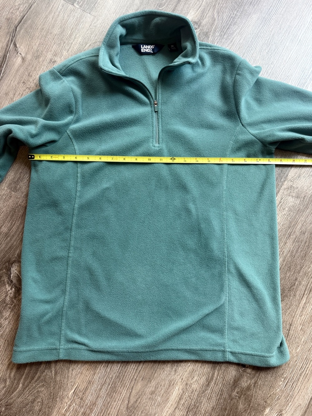 Lands End Women’s Green Quarter-Zip Fleece Pullover - Picture 8 of 9